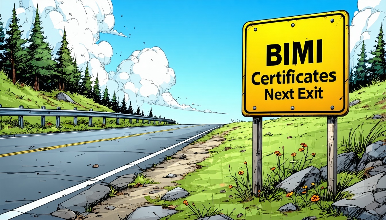Вехи на дороге и знак BIMI Сертификаты Next Exit-1